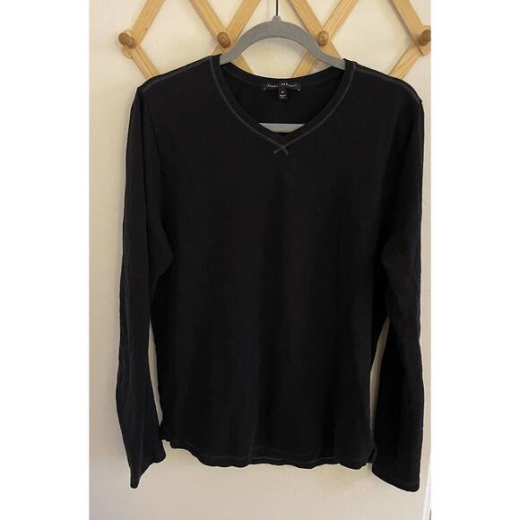 Robert Barakett Sweater Men Medium Black V Neck Knit 100% Pima Cotton - Picture 2 of 6